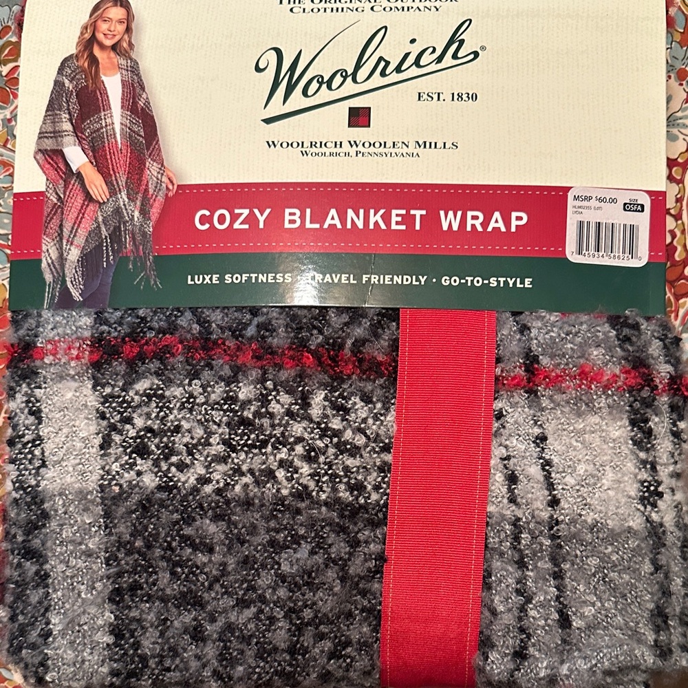 Woolrich Red and Black Blanket Wrap